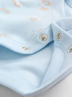 Blauw - Short Sleeve Baby Bear Bodysuit