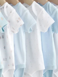 Blauw - Short Sleeve Baby Bear Bodysuit