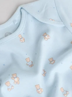 Blauw - Short Sleeve Baby Bear Bodysuit