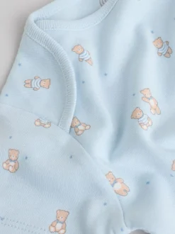 Blauw - Short Sleeve Baby Bear Bodysuit