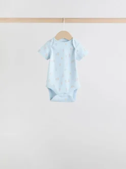 Blauw - Short Sleeve Baby Bear Bodysuit