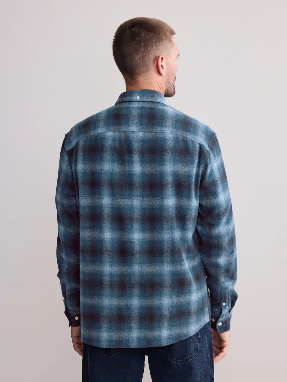 Blauw - Signature Ruit overhemd met Lange mouwen