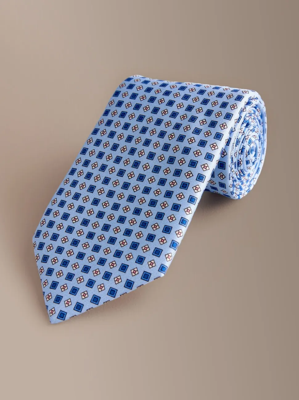 Blauw - Signature Silk Italian Geometric Tie