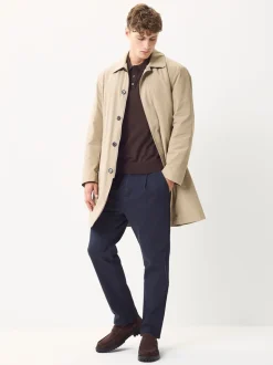 Blauw - Single Pleated Stretch Chinos Trousers