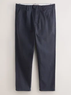 Blauw - Single Pleated Stretch Chinos Trousers