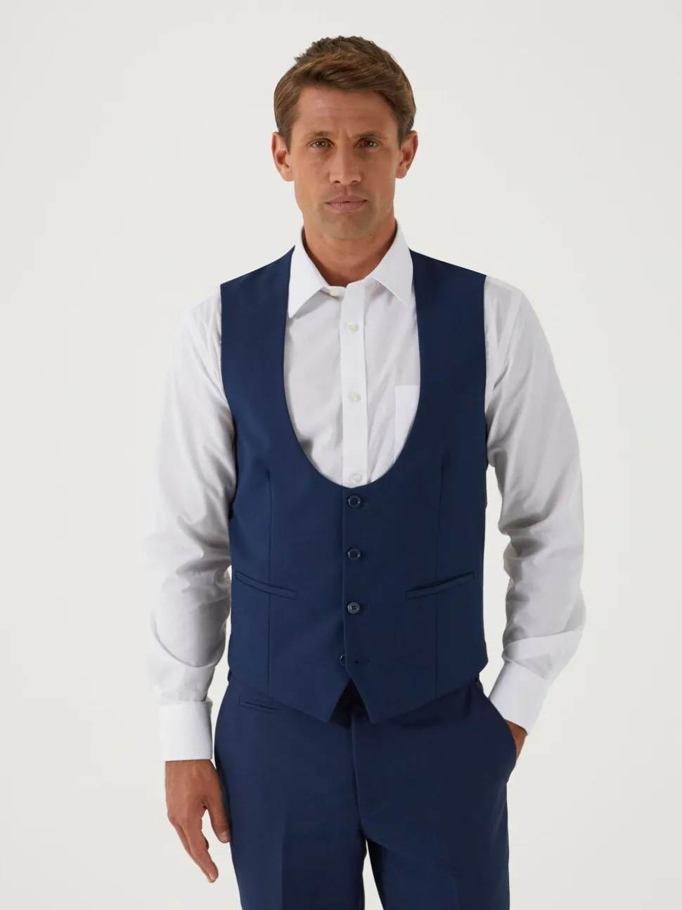 Blauw - Skopes Milan Scoop Slim fit gilet