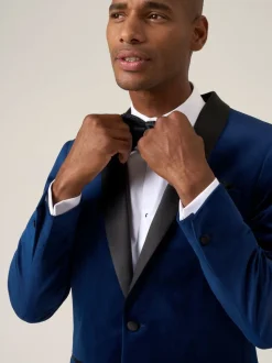 Blauw - Skopes Paso Tailored Fit Velvet Jacket