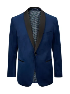 Blauw - Skopes Paso Tailored Fit Velvet Jacket