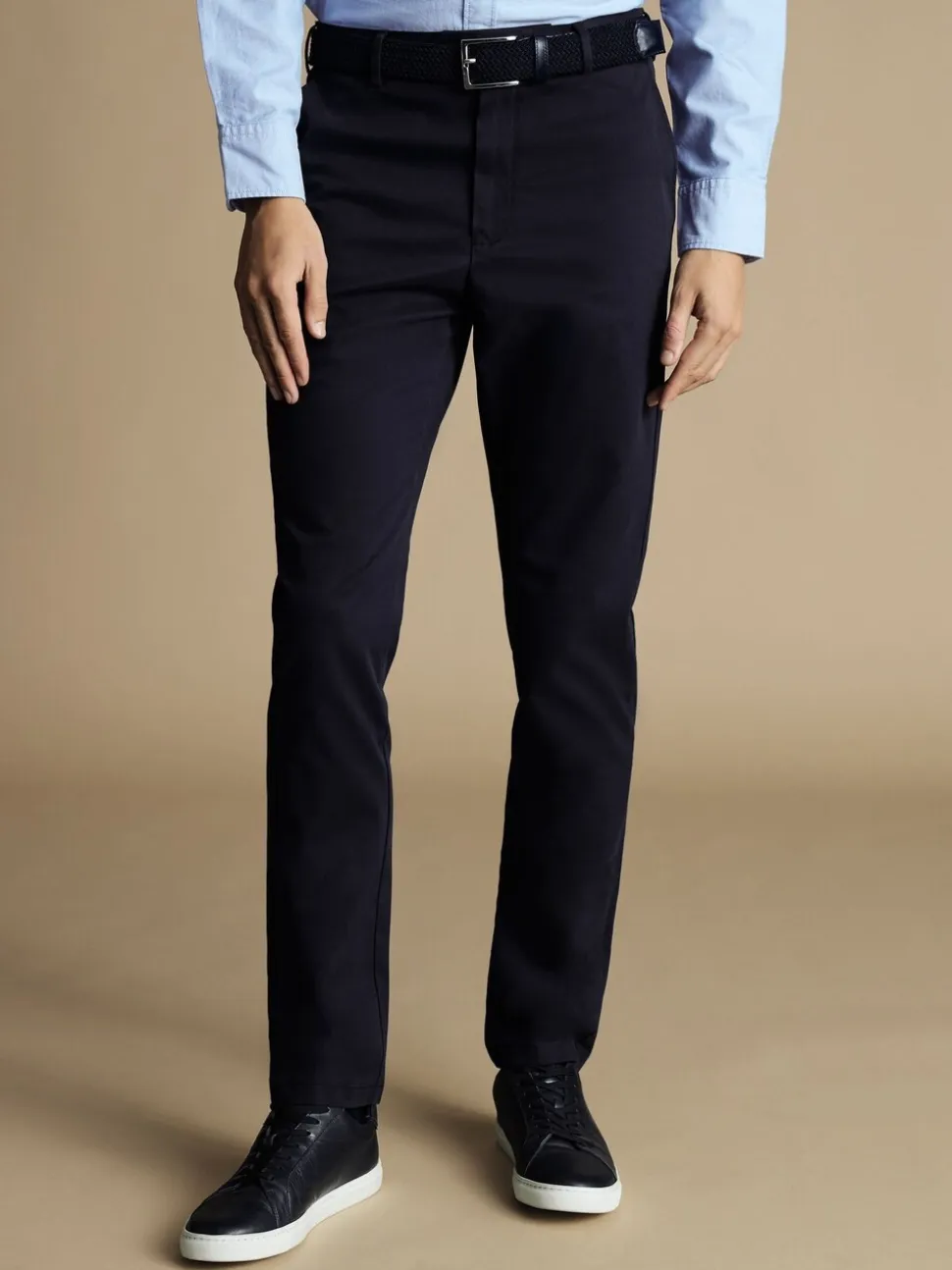 Blauw - Slim Fit - Charles Tyrwhitt - Ultieme strijkvrije Franse slim-fit chino