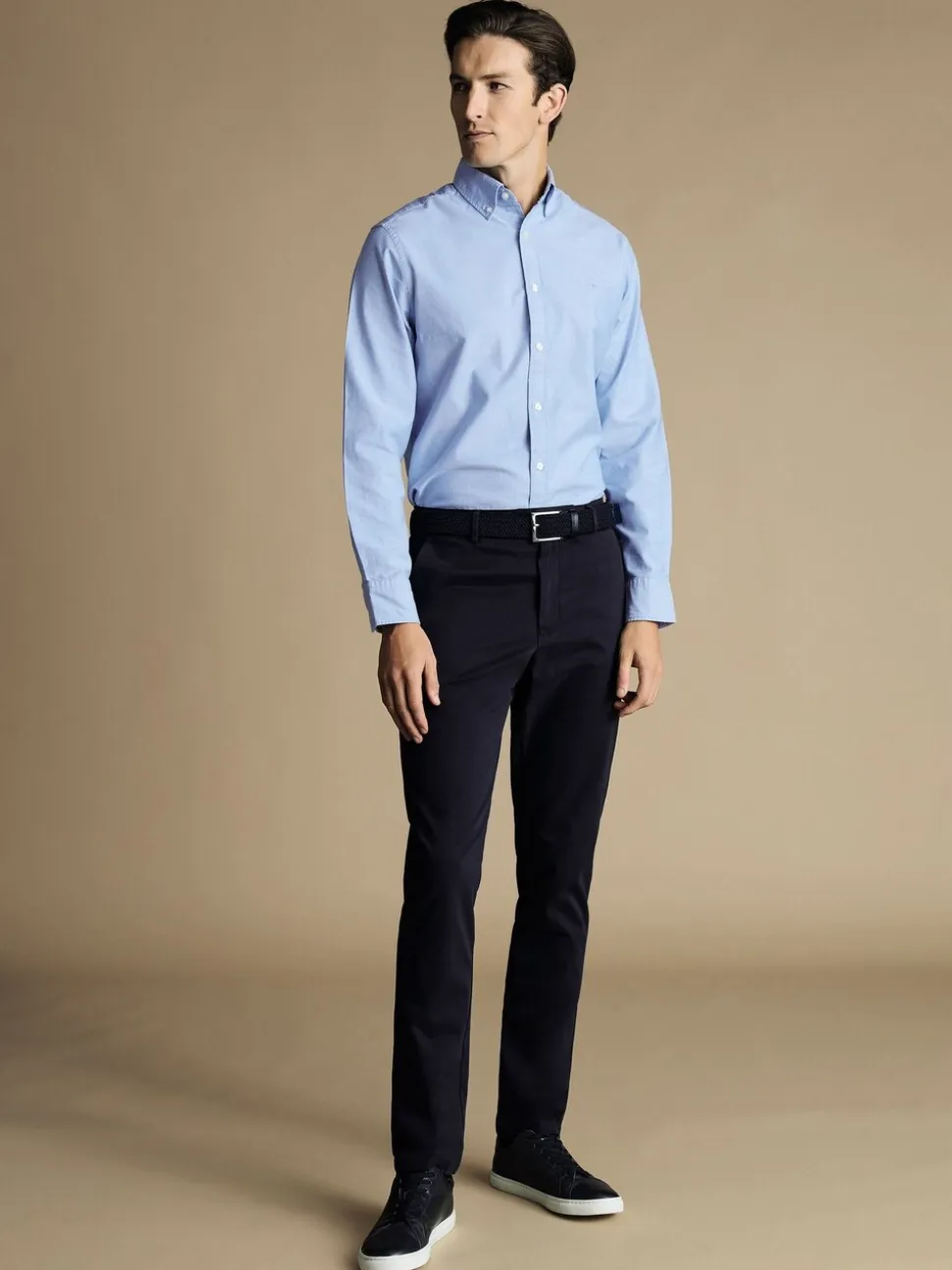 Blauw - Slim Fit - Charles Tyrwhitt - Ultieme strijkvrije Franse slim-fit chino