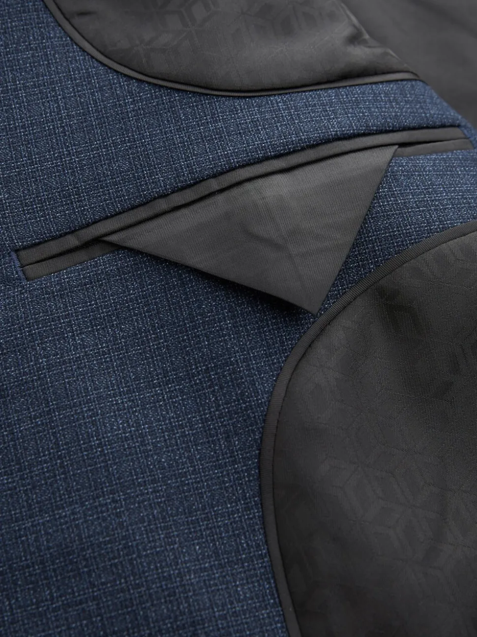Blauw - Slim Fit - Colbert van wolmix met textuur