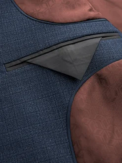 Blauw - Slim Fit - Colbert van wolmix met textuur