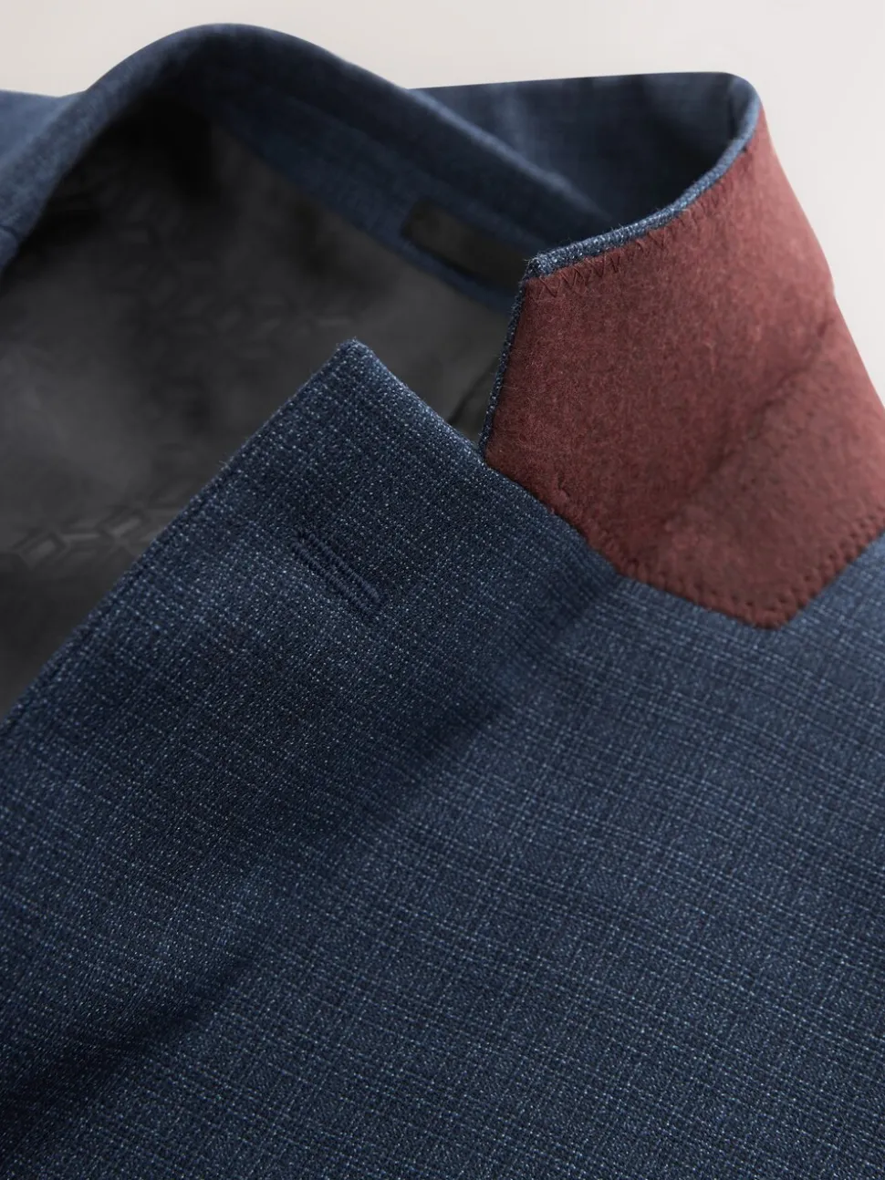 Blauw - Slim Fit - Colbert van wolmix met textuur
