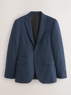 Blauw - Slim Fit - Colbert van wolmix met textuur