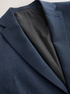 Blauw - Slim Fit - Colbert van wolmix met textuur