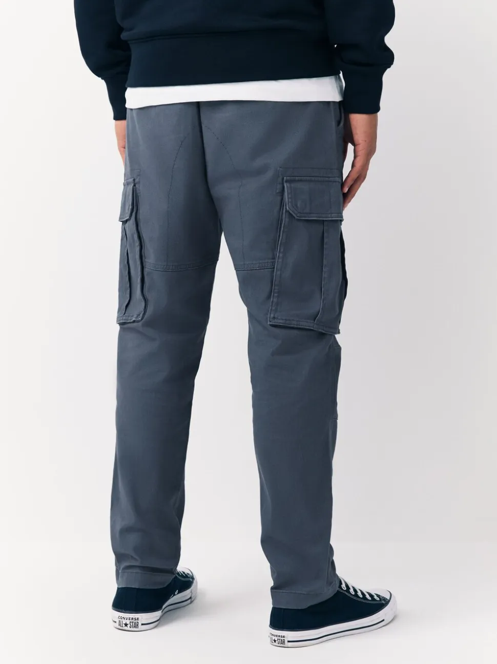 Blauw - Slim Fit - Katoenen cargostretchbroek