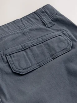 Blauw - Slim Fit - Katoenen cargostretchbroek