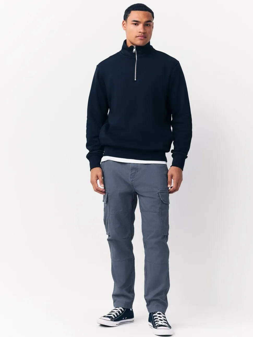 Blauw - Slim Fit - Katoenen cargostretchbroek