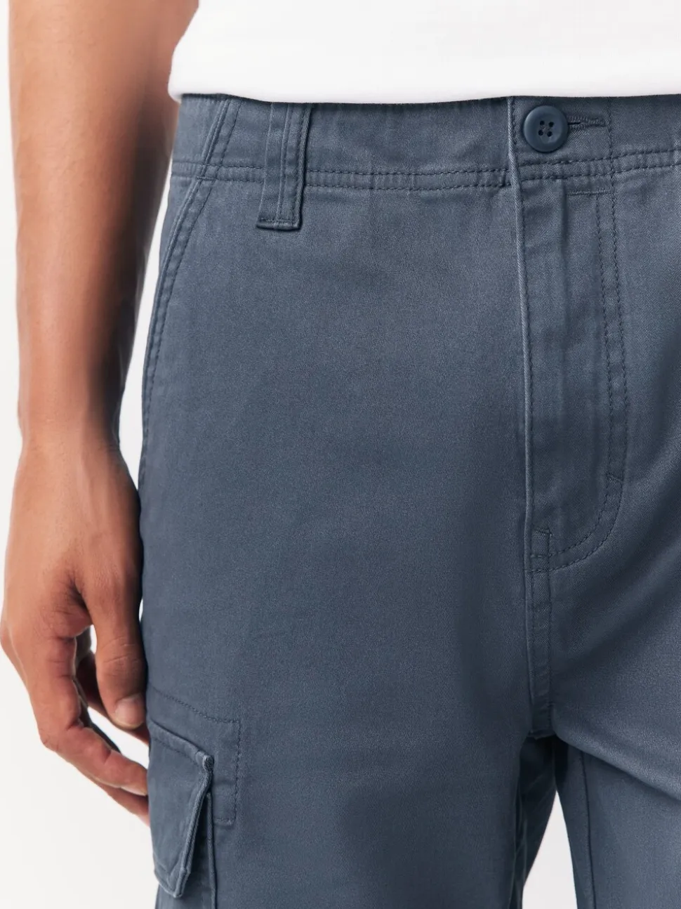 Blauw - Slim Fit - Katoenen cargostretchbroek
