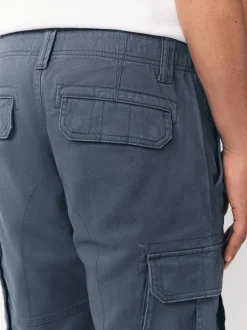 Blauw - Slim Fit - Katoenen cargostretchbroek