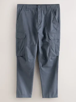 Blauw - Slim Fit - Katoenen cargostretchbroek