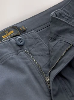Blauw - Slim Fit - Katoenen cargostretchbroek