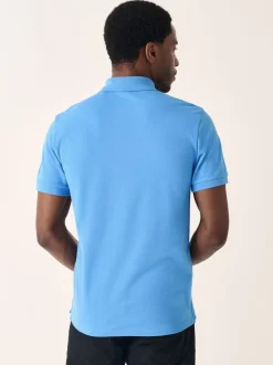 Blauw - Slim Fit - Piqué poloshirt met korte mouwen
