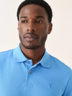 Blauw - Slim Fit - Piqué poloshirt met korte mouwen