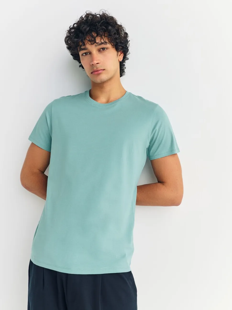 Blauw - Slim Fit - Set van 5 100% katoenen T-shirts met laagjes
