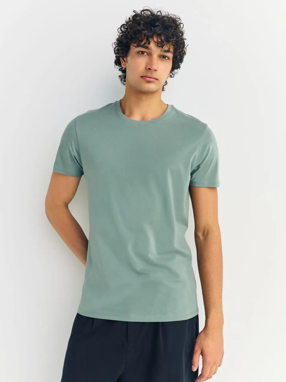 Blauw - Slim Fit - Set van 5 100% katoenen T-shirts met laagjes