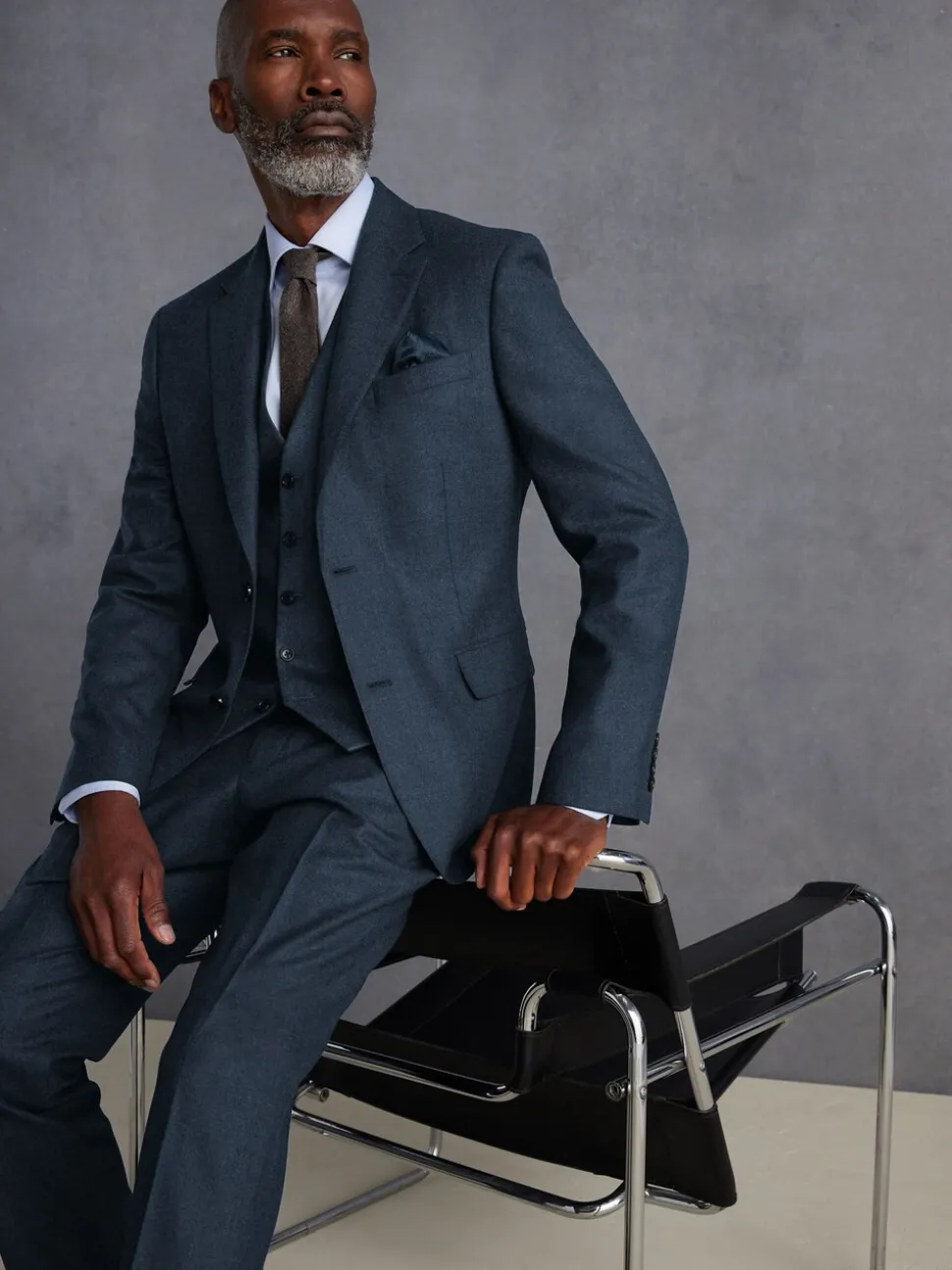 Blauw - Slim Fit - Signature Zignone flanellen colbert van Italiaanse wol-kasjmier blend