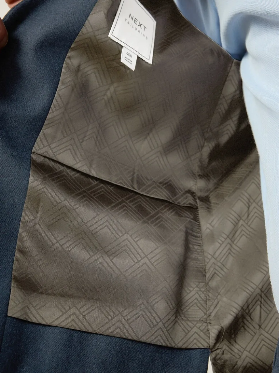 Blauw - Slim fit gestructureerd flanellen Pakgilet