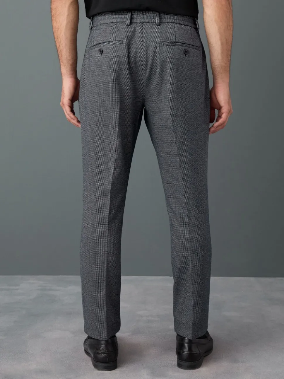 Blauw - Slim fit getextureerde broek met elastische achterkant en stretchy