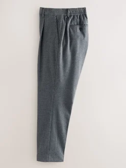 Blauw - Slim fit getextureerde broek met elastische achterkant en stretchy