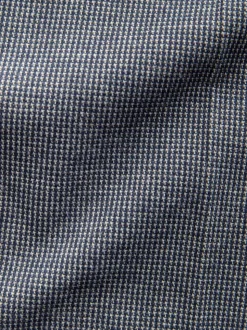 Blauw - Slim fit getextureerde broek met elastische achterkant en stretchy