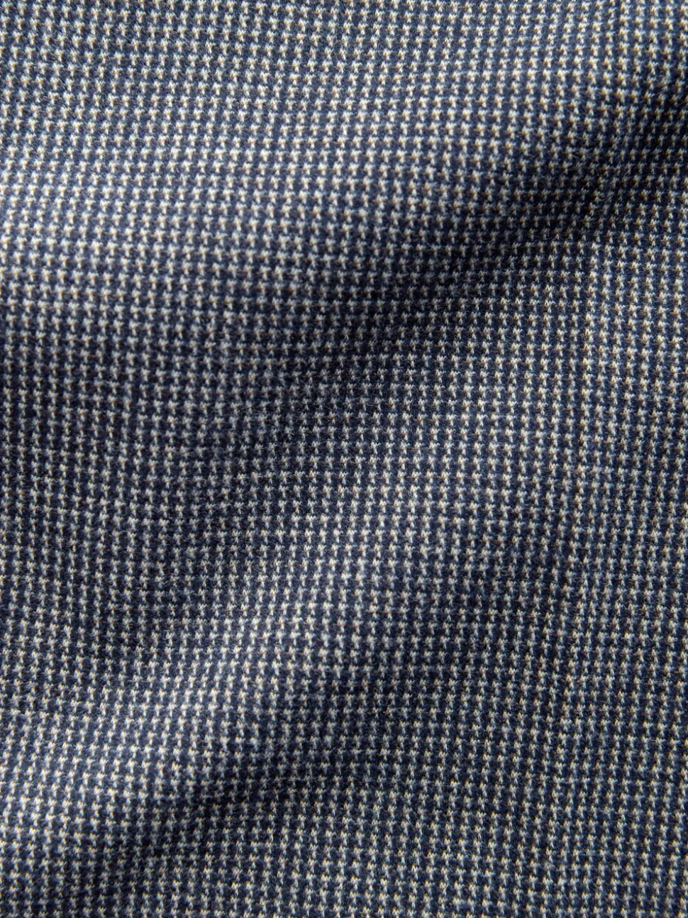 Blauw - Slim fit getextureerde broek met elastische achterkant en stretchy