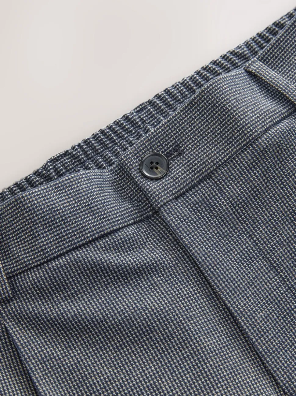 Blauw - Slim fit getextureerde broek met elastische achterkant en stretchy
