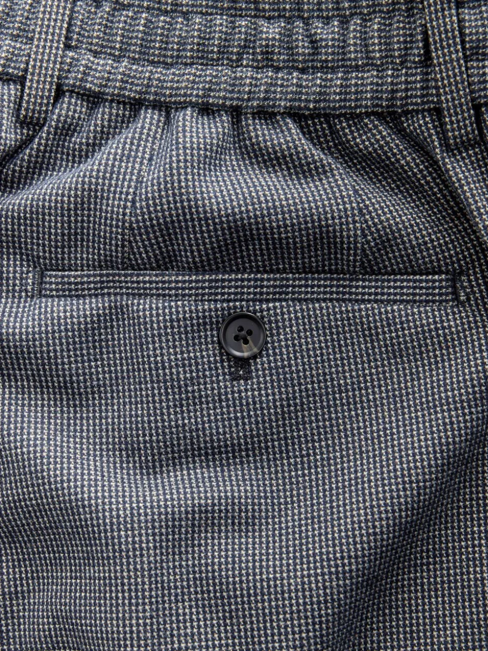 Blauw - Slim fit getextureerde broek met elastische achterkant en stretchy