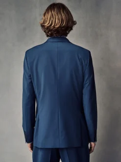 Blauw - Slim fit Jack van wol Blend Motionflex Pak