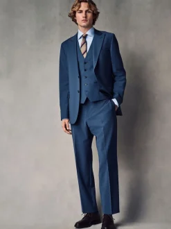 Blauw - Slim fit Jack van wol Blend Motionflex Pak