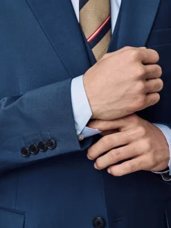 Blauw - Slim fit Jack van wol Blend Motionflex Pak
