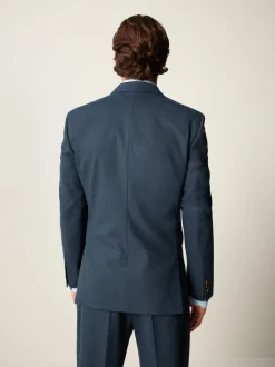 Blauw - Slim Fit Textured Flannel Suit Jacket
