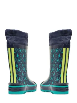 Blauw - Start Rite - Little Puddle - Regenlaarzen met dinosaurus en gestrikte bovenkant