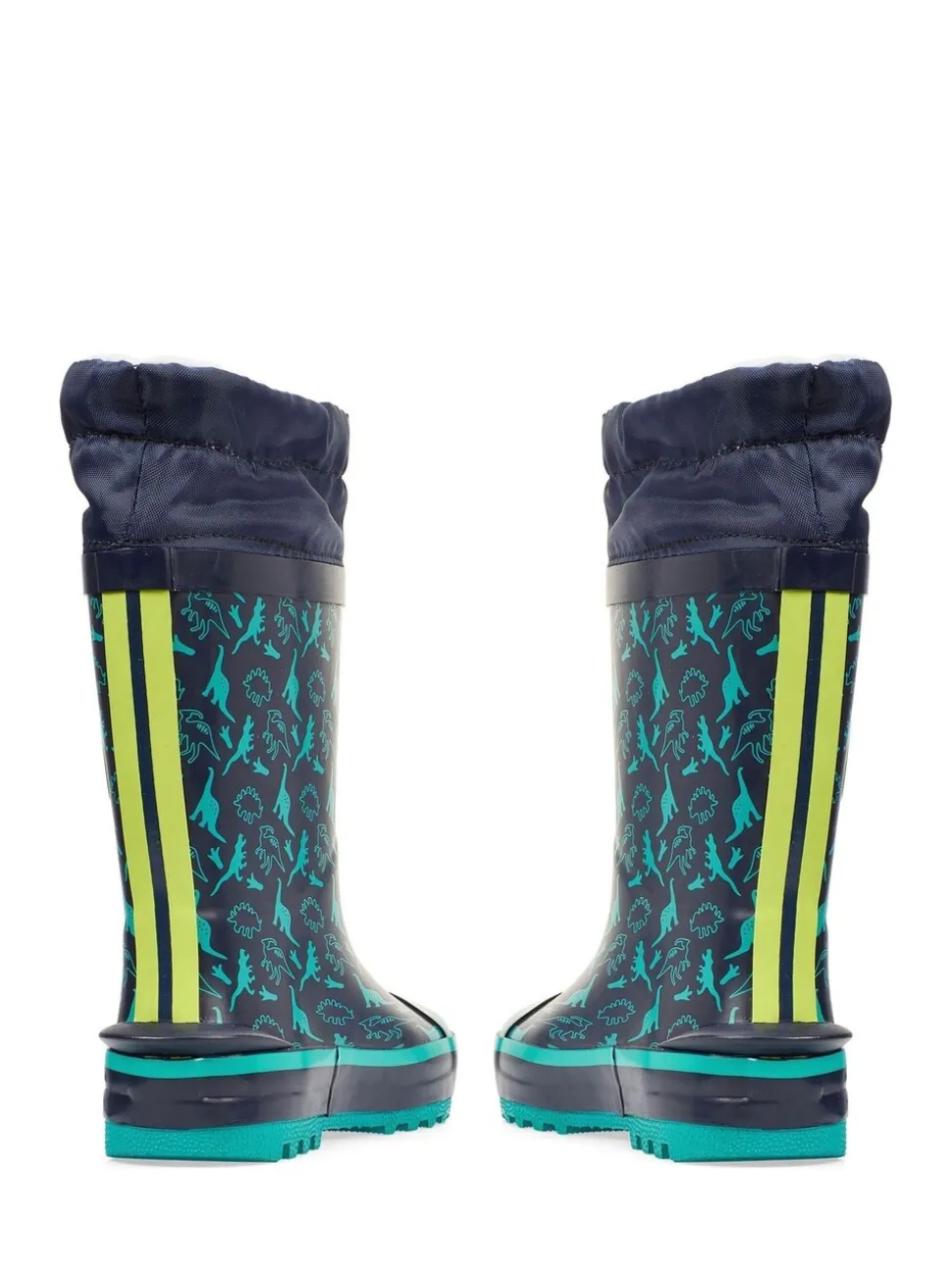 Blauw - Start Rite - Little Puddle - Regenlaarzen met dinosaurus en gestrikte bovenkant