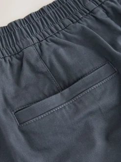 Blauw - Straight fit - Pleated Stretch Chinos Trousers With Elasticated Waist