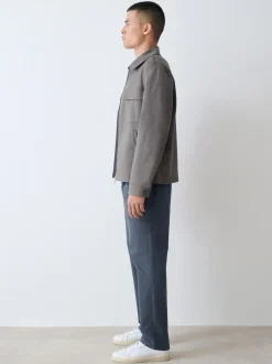 Blauw - Straight fit - Pleated Stretch Chinos Trousers With Elasticated Waist