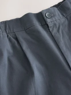 Blauw - Straight fit - Pleated Stretch Chinos Trousers With Elasticated Waist