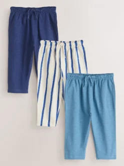 Blauw - Stripe Joggers 3 Pack (3mths-7yrs)