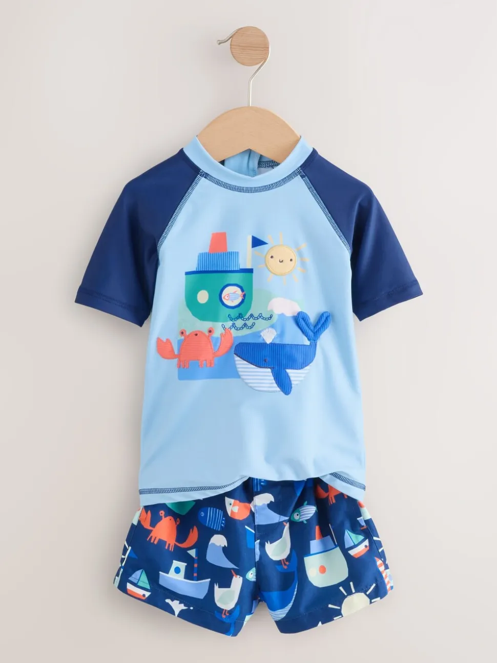 Blauw - Sunsafe Rash Vest and Swim Shorts Set (3mths-7yrs)