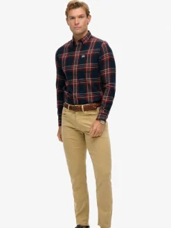 Blauw - Superdry houthakkersoverhemd van katoen, met lange mouwen
